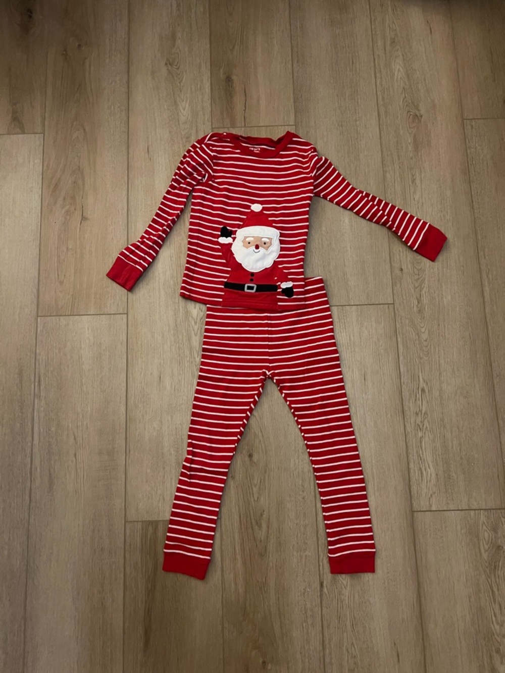 5T Boy’s Carter's Red & White Striped Santa Kids Pajama Set